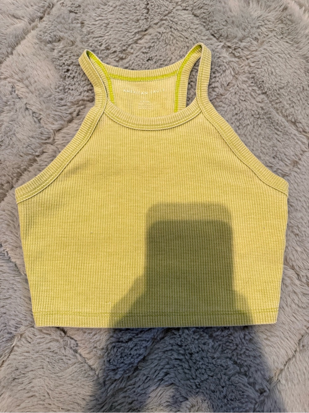 American Eagle Outfitters Lemon Yellow Ribbed Halter Crop Top